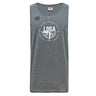 The League of Gentleman Adventurers Tempo Vapodri Singlet by WRS Canterbury is a gray sleeveless tank top with a circular white "LOGA" graphic and logo, Canterbury branding, made from recycled polyester with VapoDri tech for comfort.