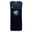 The League of Gentleman Adventurers Tempo Vapodri Singlet by WRS Canterbury is a navy blue sleeveless athletic tank featuring the Canterbury logo, a circular LOGA graphic, and is made from recycled polyester for comfort and sustainability.