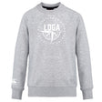 The League of Gentleman Adventurers Club Crew Sweatshirt by WRS Canterbury features light grey fabric, white "LOGA" compass design on the front, ultra-soft feel, and a small embroidered CCC logo on the left sleeve.