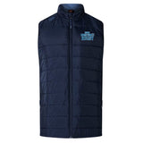 The King's Point Rugby Women's Elite Microlite Gilet by Canterbury in navy blue from EMB Canterbury features "Rugby" text on the chest, insulated baffles, a front zipper, and a high collar.