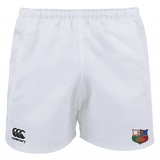 The NYC British and Irish Selects Professional Rugby Shorts by EMB Canterbury, made from durable polyester, display the iconic logo on the left leg and your rugby club's emblem on the right.