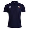 The NYC British and Irish Selects Waimak Polo by EMB Canterbury, in navy, showcases a rugby logo on the left chest and the iconic Canterbury logo on the right. Crafted from a comfy cotton-polyester blend, it offers stylish durability for casual outings and sports events.