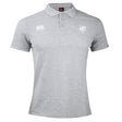 The League of Gentleman Adventurers Waimak Polo by EMB Canterbury is a light grey men’s short-sleeve rugby shirt featuring a collar, three buttons, and two white chest logos, inspired by the classic Canterbury Waimak Rugby Polo design.