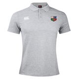 NYC British and Irish Selects Waimak Polo by Canterbury, made from a soft cotton-polyester blend, showcases the iconic rugby logo on the left chest and a small Canterbury logo on the right chest.