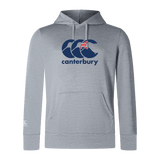 Gray Canterbury New Zealand CCC Club lightweight hoodie by WRS Canterbury, featuring a navy logo and a kangaroo pocket.