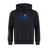 Introducing the Canterbury New Zealand CCC Flag Club Hoodie by WRS Canterbury: a sleek black hoodie with the iconic CCC logo and a small Union Jack, crafted from cozy sweatshirt fleece with three bold white stripes on the right sleeve for added style.