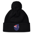 The New Zealand Shield Pom Pom Beanie by EMB Canterbury in black combines warmth with national pride, featuring a stylish badge.