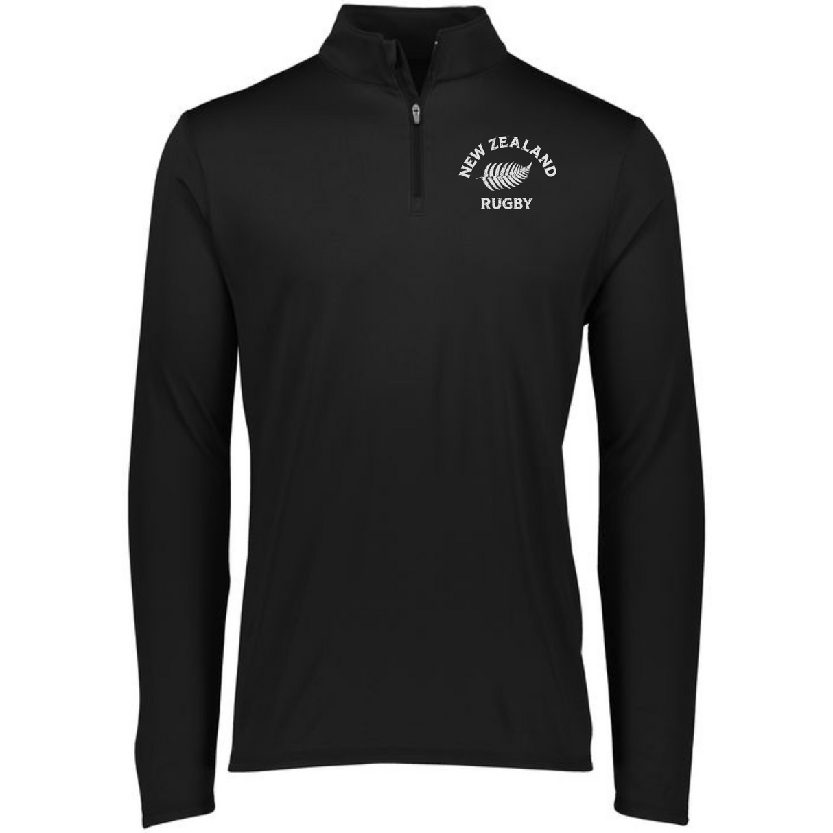 The men's Nations of Rugby New Zealand Rugby 1/4 Zip Pullover featuring EMB Augusta design.