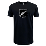Nations of Rugby Vintage New Zealand Supersoft Tee with a white Rugby shield emblem featuring a fern leaf and the year 1884 by WRS LAT.