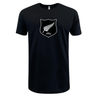 Nations of Rugby Vintage New Zealand Supersoft Tee with a white Rugby shield emblem featuring a fern leaf and the year 1884 by WRS LAT.
