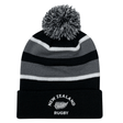 EMB Augusta Nations of Rugby New Zealand Hooped Pom-Pom Beanie.