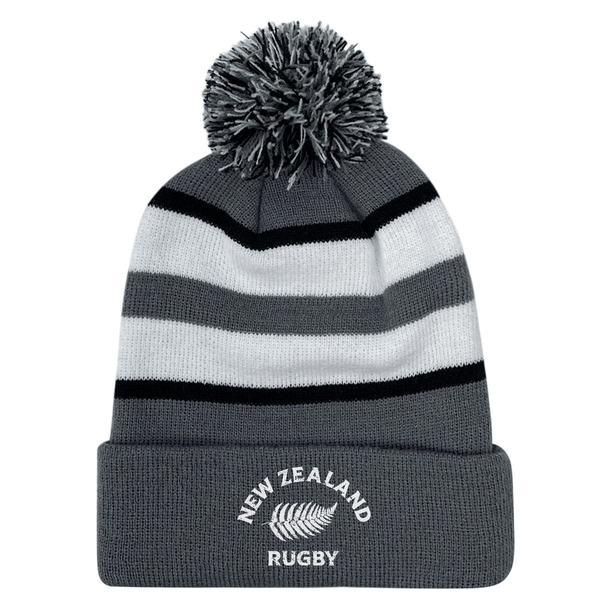 EMB Augusta Nations of Rugby New Zealand Hooped Pom-Pom Beanie