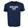 The WRS S&S Activewear Newlands Stadium Tee is a navy blue shirt with "NEWLANDS RUGBY EST. MDCGCXC" in white on the front—a classic choice for Cape Town rugby fans.
