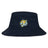The EMB S&S Activewear Noble Street College Prep Crusher Bucket Cap is a navy blue cotton twill hat with an embroidered tiger head logo on the front, combining stylish design and sun protection.