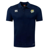 The navy blue Noble Street College Prep Club Dry Polo by EMB Canterbury showcases a tiger logo on the chest, Canterbury branding on the right side, and features Vapodri Technology for enhanced breathability.