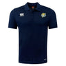 The navy blue Noble Street College Prep Club Dry Polo by EMB Canterbury showcases a tiger logo on the chest, Canterbury branding on the right side, and features Vapodri Technology for enhanced breathability.