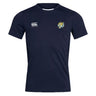 The Noble Street College Prep Club Dry Tee by EMB Canterbury is a navy blue sports jersey with CCC branding, featuring a Canterbury logo on the left chest and a tiger emblem on the right. Designed with Vapodri Technology for breathability.