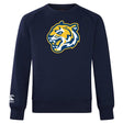 The Noble Street College Prep Club Crew Sweatshirt by WRS Canterbury is an ultra soft navy blue sweatshirt featuring a stylized tiger graphic on the front and the CCC logo on the sleeve.