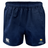 The University of Northern Colorado Women Player's Drill Short by EMB Canterbury features navy blue recycled fabric, an elastic waistband for comfort, and displays a small "UNC Women's Rugby" logo alongside the iconic Canterbury logo.