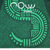 Close-up of the green Las Serpientes Mexico Rugby Replica Jersey by Credo Rugby, featuring a stylized Aztec serpent pattern and white "now invex Banco" text.
