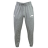 The Omaha GOATS Rugby Leisure Sweatpant by EMB Canterbury showcases gray sweatpants made from recycled polyester and organic cotton, complete with an elastic waistband, drawstring, ribbed ankle cuffs, and logos on the upper thigh areas.
