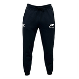 Omaha GOATS Rugby Leisure Sweatpant by Canterbury from EMB Canterbury, black sweatpants made of recycled polyester, featuring a drawstring and logos on both the left and right sides.