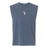 The OMBAC Youth Rugby Unisex Muscle Tee by EMB S&S Activewear is a sleeveless blue-gray shirt with a small purple and white shield logo and “Orange Rugby” text on the upper left chest.