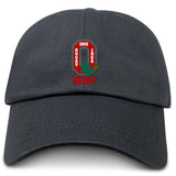 The Ohio State University Alumni Adult Low-Profile Cotton Twill Dad Cap by EMB S&S Activewear features embroidered “OSU Rugby 1966,” a rugby player, and “Ohio State Rugby” on the front.