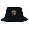 The Omaha Beavers RFC Crusher Bucket Cap by EMB S&S Activewear is a black cotton hat featuring the team's beaver graphic logo on the front—ideal sun protection for Omaha Beavers fans.