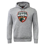 The Omaha Beavers RFC Club Hoodie by WRS Canterbury is a gray hoodie with a front pocket and a bold "Omaha R.F.C. Beavers" chest logo.