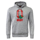 The Ohio State University Alumni Club Hoodie by WRS Canterbury features a gray hood, red and white Ohio State Rugby logo, buckeye leaf, and "OSU Rugby 1966 Ohio State Rugby" text—perfect for showing off your club spirit.