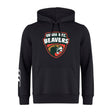 The Omaha Beavers RFC Club Hoodie by WRS Canterbury features a front pocket, "OMAHA R.F.C. BEAVERS" logo with beaver graphic on the chest, and white stripes on the left sleeve. Ideal team hoodie for fans or players.
