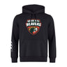 The Omaha Beavers RFC Club Hoodie by WRS Canterbury features a front pocket, "OMAHA R.F.C. BEAVERS" logo with beaver graphic on the chest, and white stripes on the left sleeve. Ideal team hoodie for fans or players.