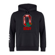 The Ohio State University Alumni Club Hoodie by WRS Canterbury features a large "O" with "OSU Rugby" text and a buckeye leaf graphic on the front, plus a white sleeve graphic.