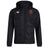The EMB Canterbury Ohio State University Alumni Club Vaposhield Full Zip Rain Jacket is a black hooded rain jacket with the Canterbury logo on the right chest and a red and green crest on the left, made with VapoShield water-resistant technology.