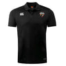 The Omaha Beavers RFC Club Dry Polo by EMB Canterbury is a black short-sleeve polo with collar, "BEAVERS" badge on left chest, Canterbury logo on right, and Vapodri Technology for breathable comfort.