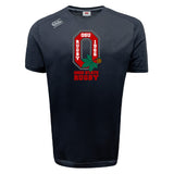 The Ohio State University Alumni Tempo Vapodri T-Shirt by WRS Canterbury features "OSU Rugby 1966," "Ohio State Rugby," a large red “O,” and a green leaf with a brown nut graphic on the front.