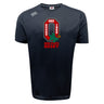 The Ohio State University Alumni Tempo Vapodri T-Shirt by WRS Canterbury features "OSU Rugby 1966," "Ohio State Rugby," a large red “O,” and a green leaf with a brown nut graphic on the front.