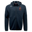 The Ohio State University Alumni Tempo Vapodri Full-Zip Hoodie by EMB Canterbury features a hood, Canterbury logo on the right shoulder, red and green patch on the left chest, and moisture-wicking fabric for comfort.