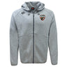 Stay comfortable in the Omaha Beavers RFC Tempo Vapodri Full-Zip Hoodie by EMB Canterbury, a light gray hoodie with a hood, drawstrings, moisture-wicking fabric, the Omaha RFC Beavers logo on the chest, and Canterbury branding.