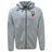 Light gray Ohio State University Alumni Tempo Vapodri Full-Zip Hoodie by EMB Canterbury, featuring a "Q" rugby logo and embroidered Canterbury branding, made with moisture-wicking fabric for all-day comfort.