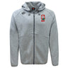 Light gray Ohio State University Alumni Tempo Vapodri Full-Zip Hoodie by EMB Canterbury, featuring a "Q" rugby logo and embroidered Canterbury branding, made with moisture-wicking fabric for all-day comfort.