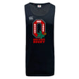 The Ohio State University Alumni Tempo Vapodri Singlet by WRS Canterbury is a black, sleeveless jersey made from recycled polyester, featuring the OSU Rugby 1966 logo, buckeye leaf graphic, and Canterbury branding.