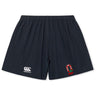 Ohio State University Alumni Yokohama Short by EMB Canterbury in navy blue, with an elastic waistband, white Canterbury rugby logo, and a red and green embroidered front emblem.