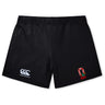 Ohio State University Alumni Women's Yokohama Shorts by EMB Canterbury, featuring a Canterbury logo on the left leg and an Ohio State emblem on the right, made from Vapodri fabric and shown against a plain white background.