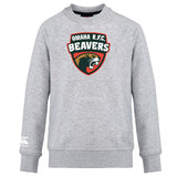 The Omaha Beavers RFC Club Crew Sweatshirt by WRS Canterbury features the "Omaha R.F.C. Beavers" logo with a beaver head on the chest, ultra soft feel, and an embroidered CCC logo on the sleeve.