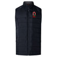 The Ohio State University Alumni Elite Microlite Gilet by EMB Canterbury is a black quilted sleeveless vest with Thermoreg fleece insulation, zip-up front, and embroidered "Q Rugby" logo—ideal for cool days.