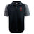 The EMB Canterbury Ohio State University Alumni Elite Polo features black and gray short sleeves, a buttoned collar, an embroidered red and green OSU Rugby logo on the left chest, and moisture-wicking Vapodri fabric for all-day comfort.