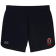 The Ohio State University Alumni Elite Woven Short by EMB Canterbury features the OSU Rugby logo, Canterbury branding, and zippered pockets—ideal gym shorts for any athlete.