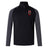 The EMB Canterbury Ohio State University Alumni Elite First Layer is a black and dark gray long-sleeve quarter-zip top with a red, green, and white rugby emblem on the left chest, right shoulder logo, and VapoDri tech for comfort.